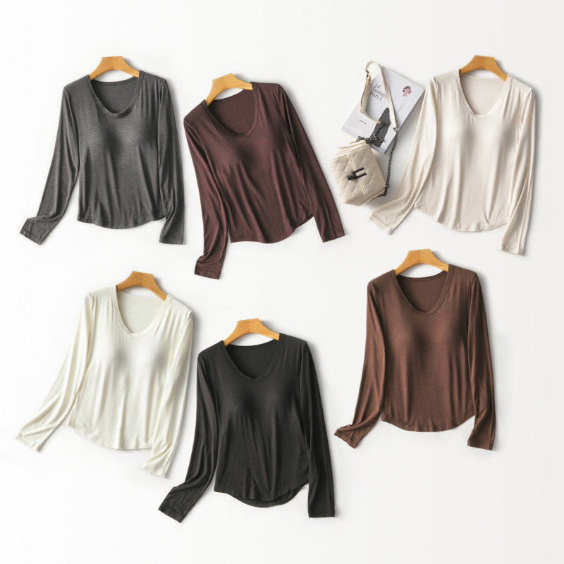 Women U‑Neck Long Sleeve Top B - Base Layer Top 评论和价格